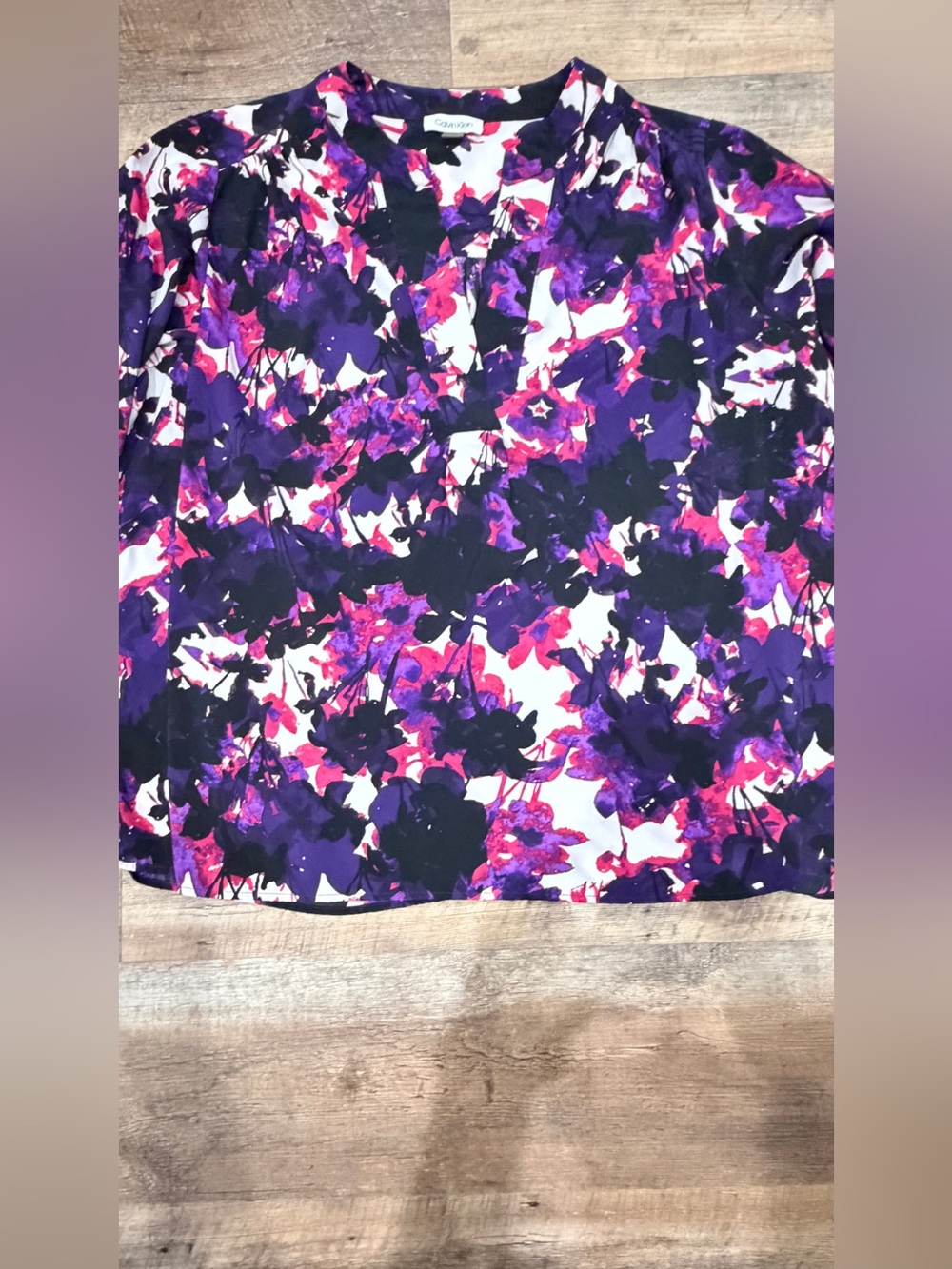 Calvin Klein Purple & Pink Floral V-Neck Blouse
